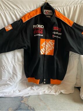 Chase Authentics Black and Orange Sponsor Patch Racing Jacket
